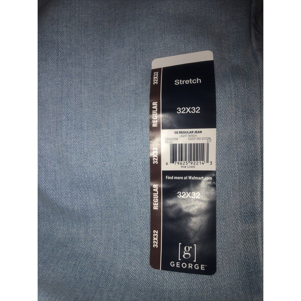 George Men's Regular Jeans Light Wash Blue Size 32 X32 - Picture 7 of 8